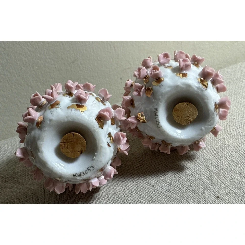 Vintage Lefton Rose Pineapple Salt and Pepper Shakers Made in Japan